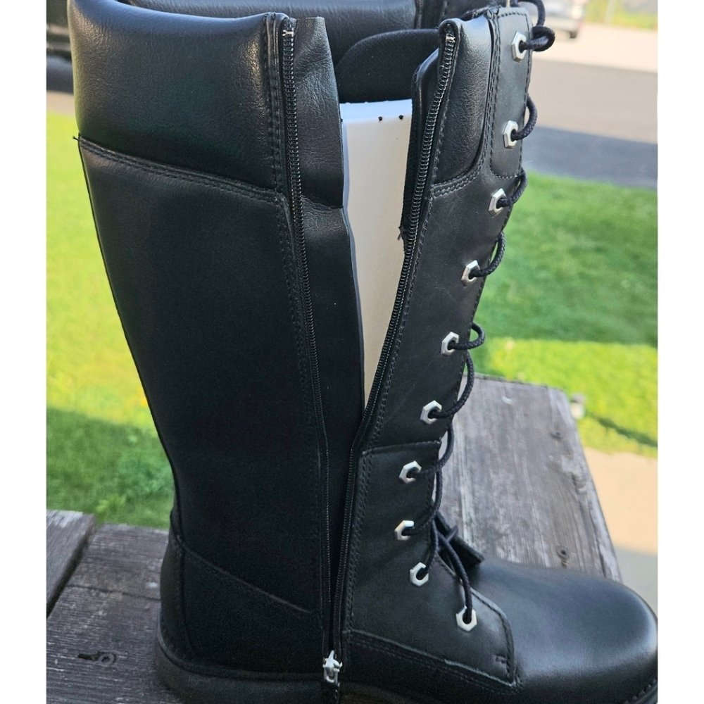 ⭐ Timberland Tall Black Lace-Up Combat Boots – Goth Moto Waterproof 9M & 7M Jr - Picture 8 of 16